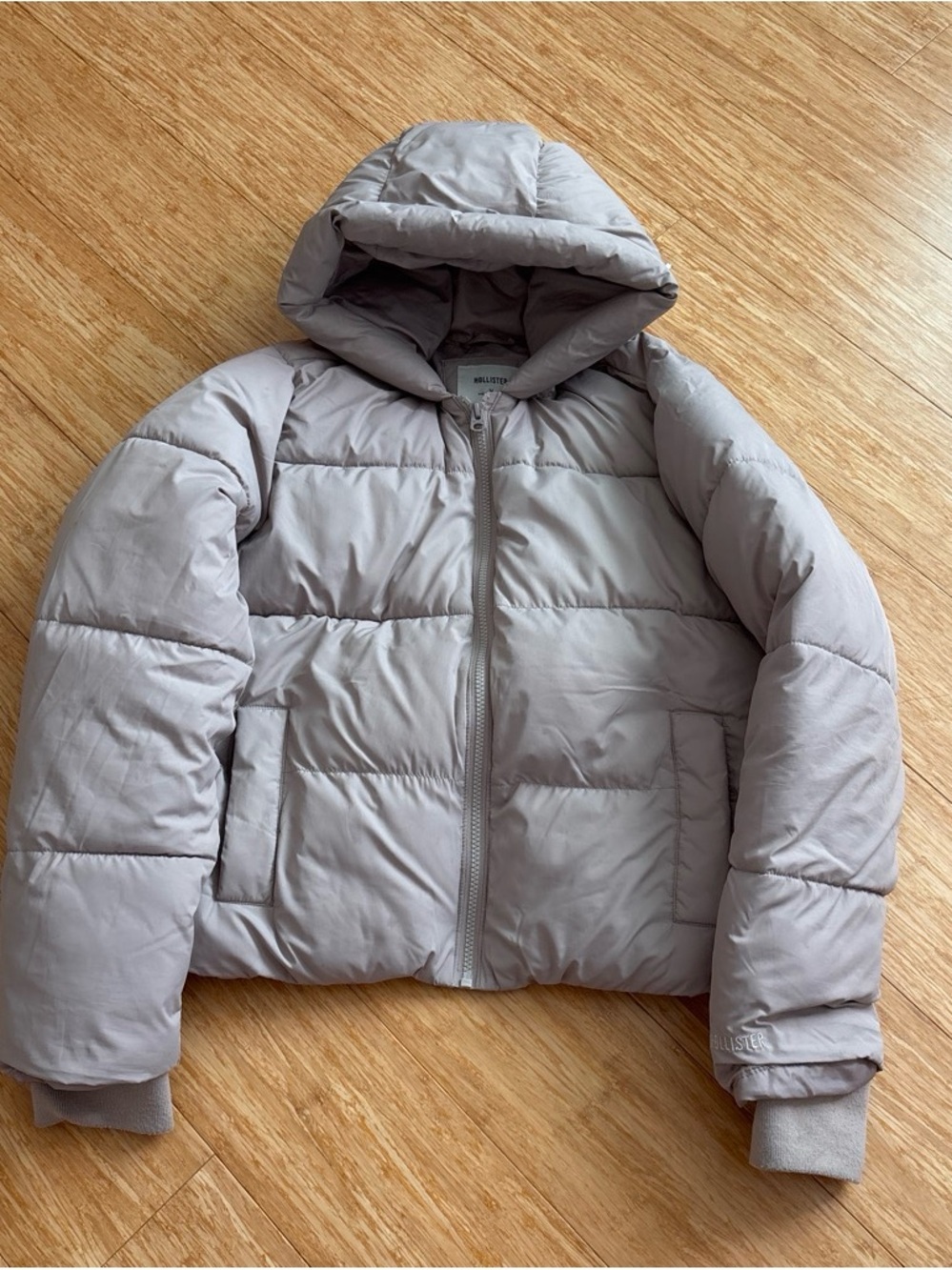 Hollister Taupe Puffer Jacket with Hood